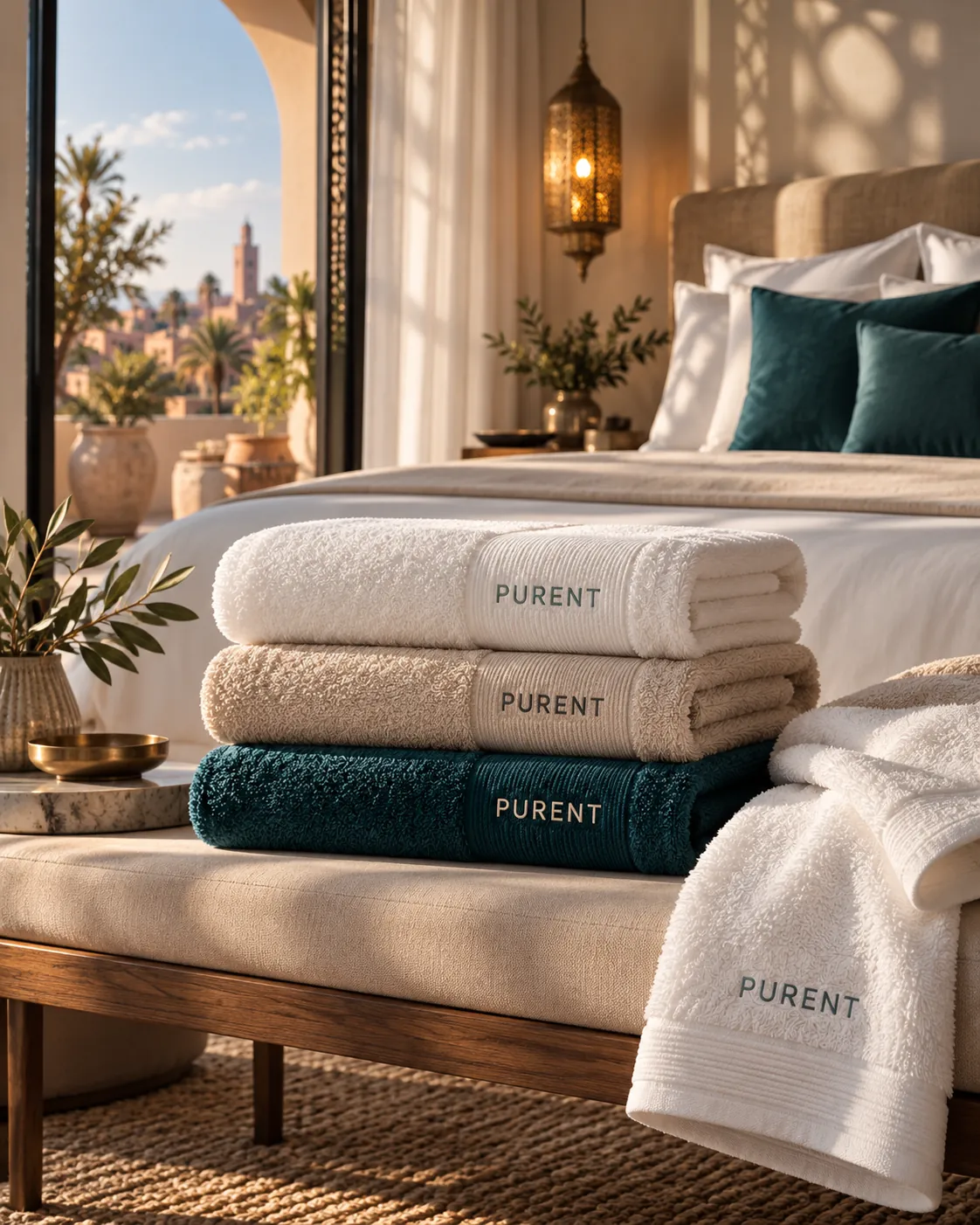 PURENT text embroidered on premium towels, without an icon