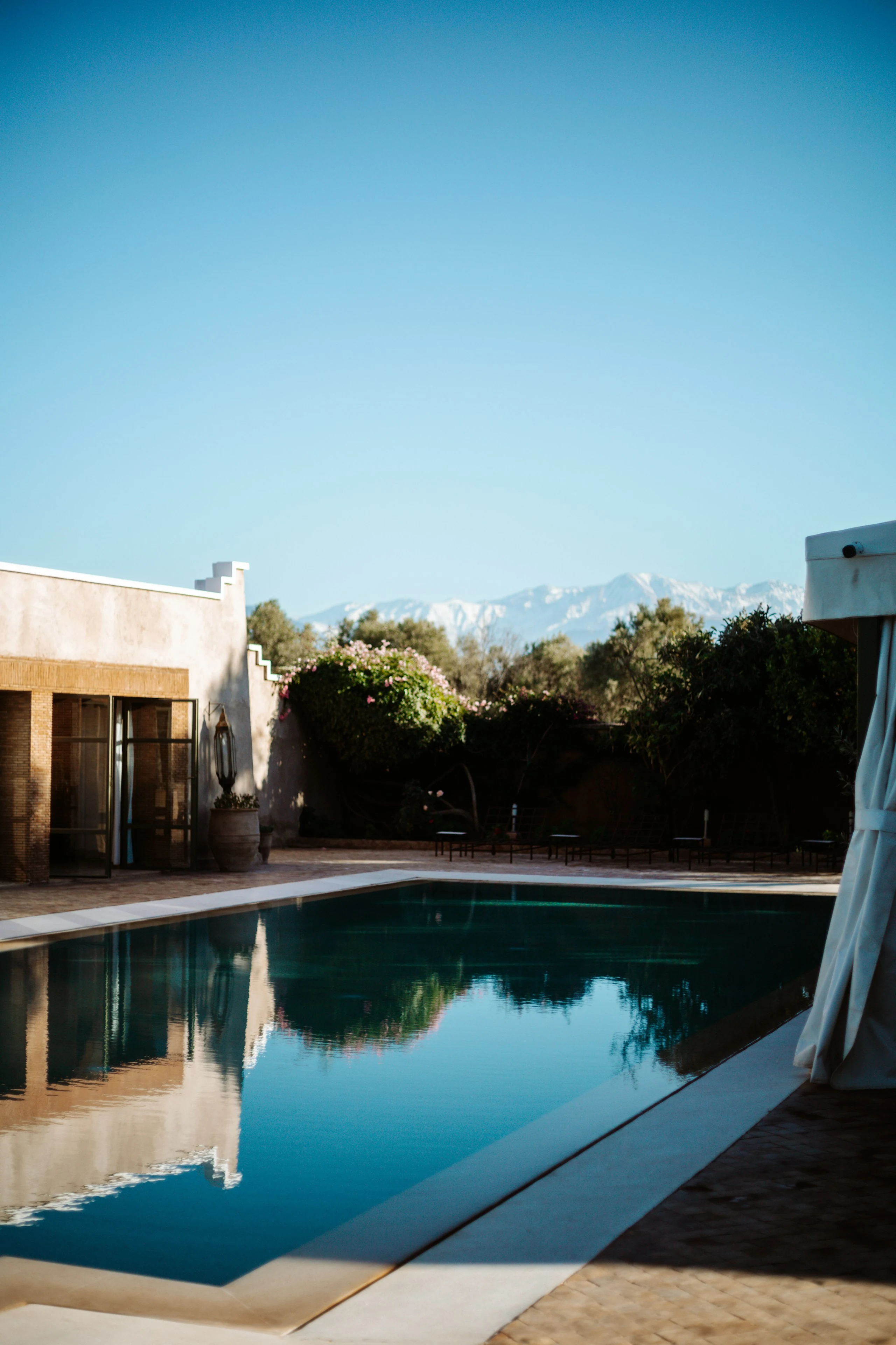 Private swimming pool and architecture photographed in Marrakech